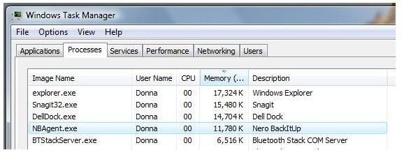 Memory Usage by Nero BIUB