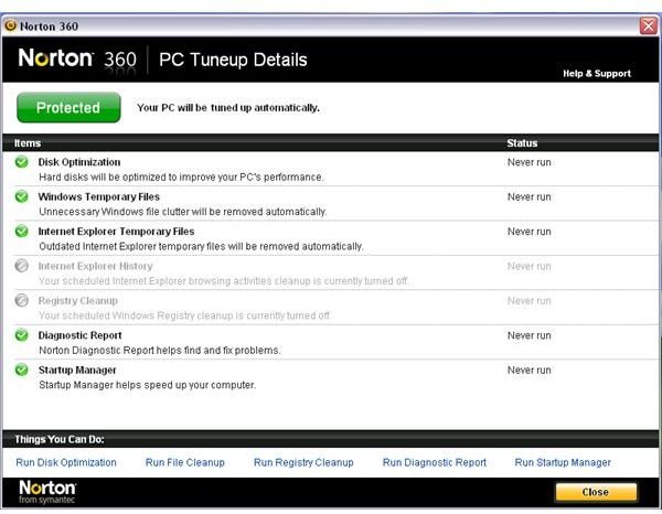 Tuneup tool in Norton 360