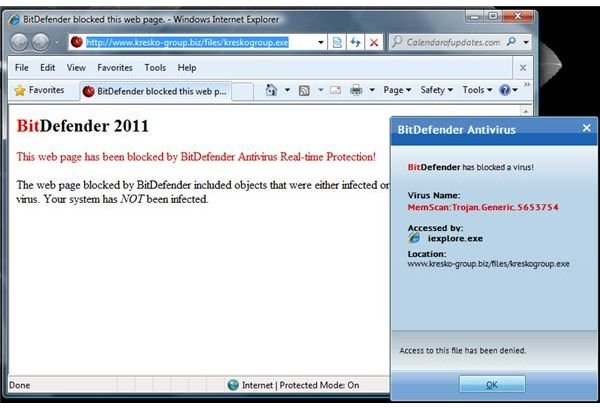 BitDefender blocked Trojan