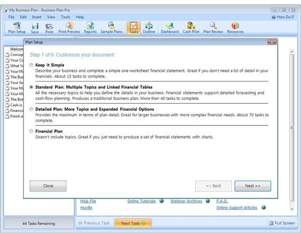 Business Plan Creation Wizard