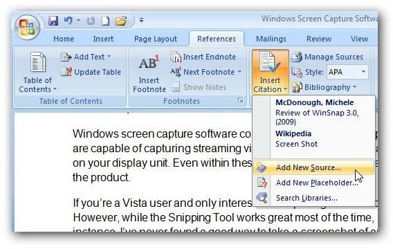 How to Insert Citations in Microsoft Word 2007