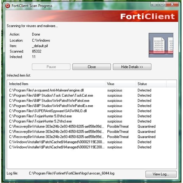 False Positives by FortiClient&rsquo;s Heuristic Detection