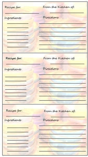 Bowls Background Recipe Card Template