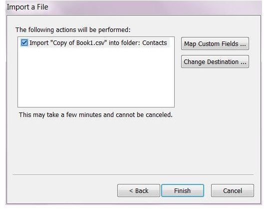 How to import contacts into Outlook 2010: Finish
