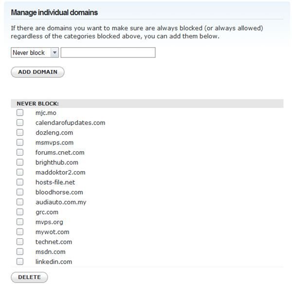 Domain Manager using OpenDNS