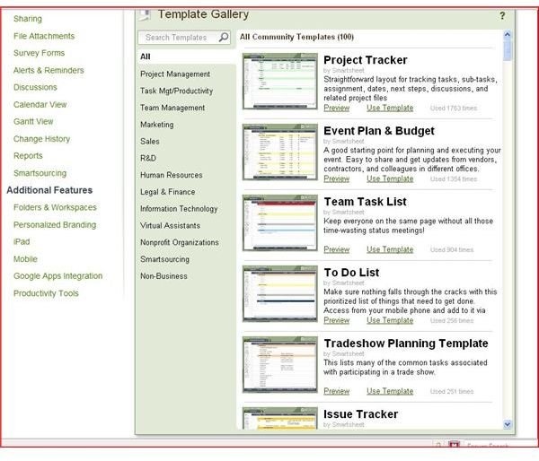 Smart Sheet - Templates available