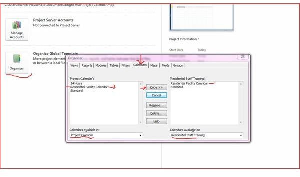 Calendar copied from one project to another