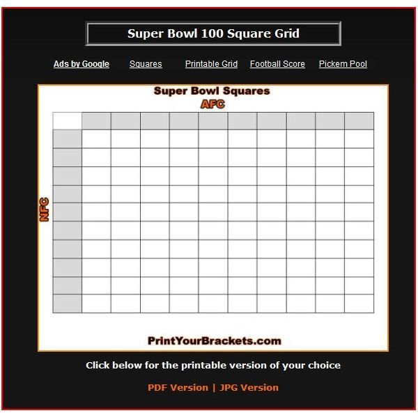 print your brackets super bowl squares