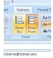 Microsoft Outlook for email tutorial - finding the BCC button