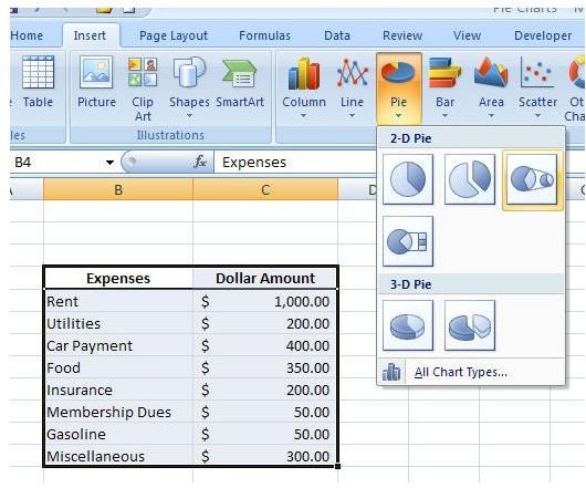 how to create pie chart in excel with percentages