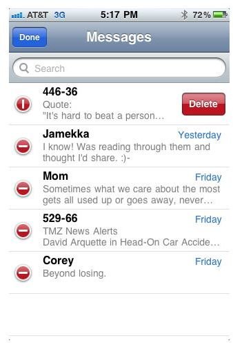 Delete text messages - iPhone