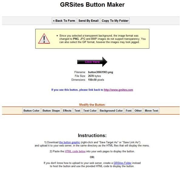 A screen shot of a button rendered using GRSites