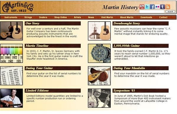 Screenshot Martin Guitar Company History
