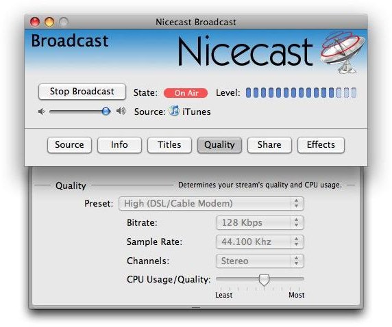 Nicecast broadcast