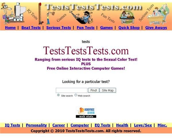 Tests Tests Tests Home Page