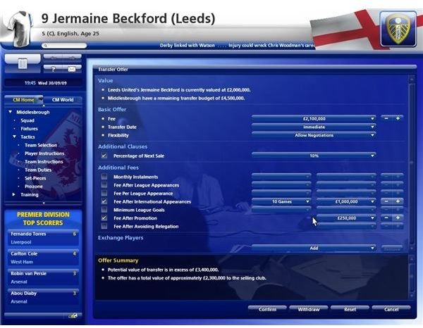 Making a transfer offer to Leeds for striker Jermaine Beckford