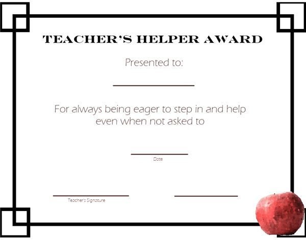 This award for helping the teacher can boost a child&rsquo;s self confidence in the classroom