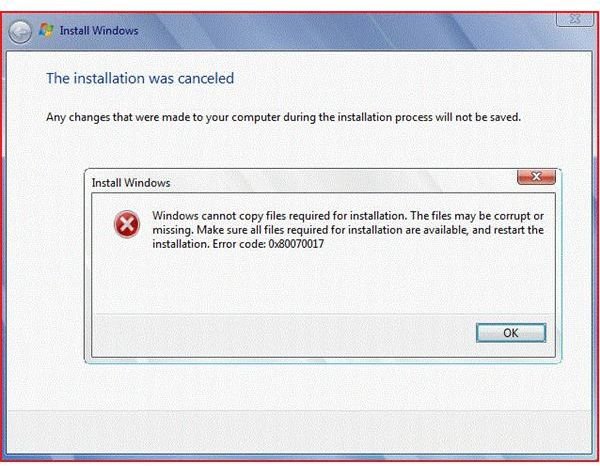 Windows 7 Installation Problems - Windows Cannot Copy Files Required for Installation