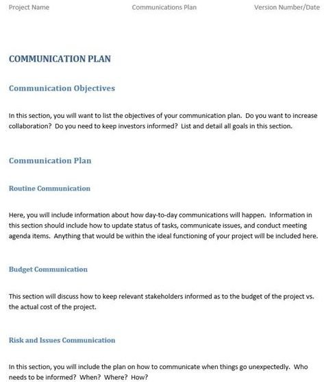 Sample Communication Plan Template from img.bhs4.com