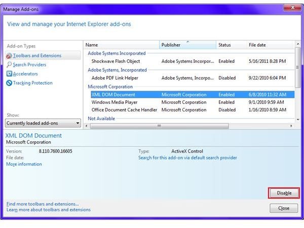 Fig 2 - Disable Addons