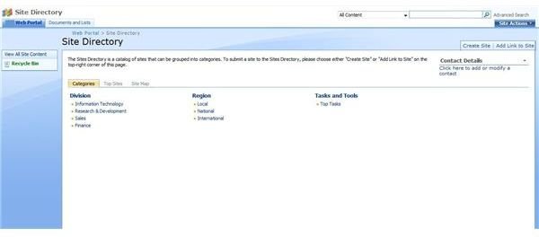 Figure 3 - SharePoint 2007 Site Directory