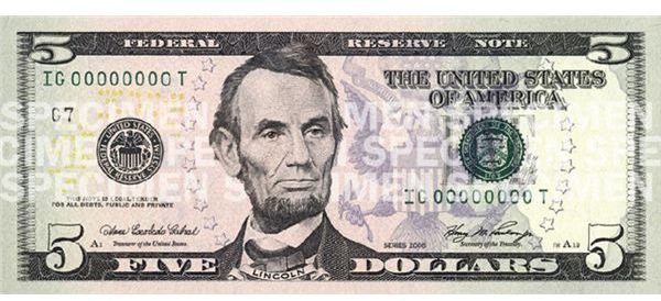 New Five Dollar Bill Wikimedia Commons