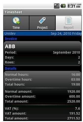 Timesheet - Android timecard app