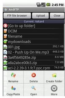 AndFTP For Google Android - FTP Browsing Files