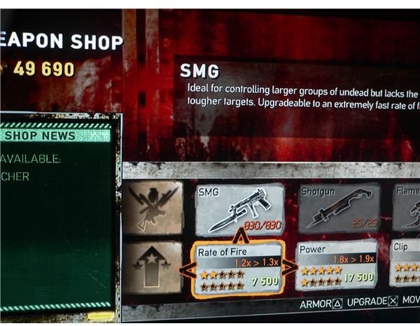 A look at the weapon upgrade menu for Dead Nation.