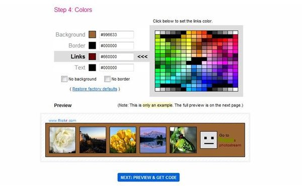 Customize your Flickr badge colors.