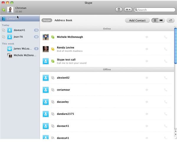 Skype chat, voice and video client on Mac OS X