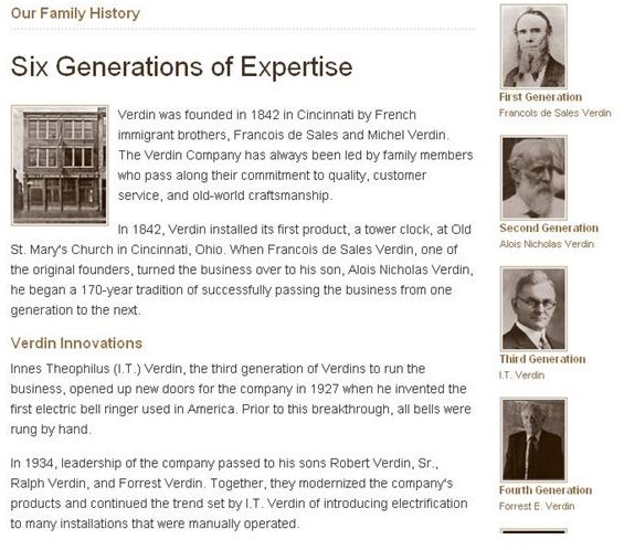 Screenshot Verdin Clocks and Bells Six Generations of Expertise