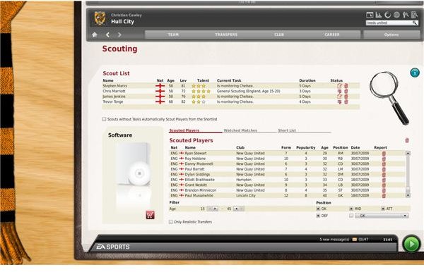 Scouting in FIFA Manager 10