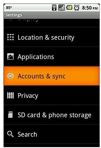 accounts and sync android