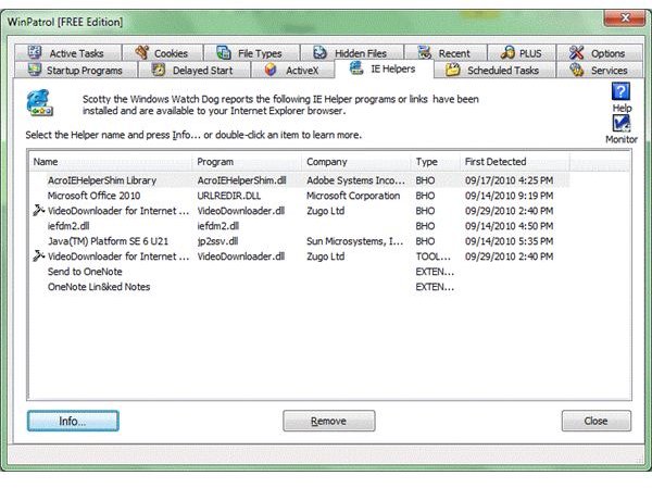 Fig 2 - Internet Explorer and High CPU Usage - WinPatrol Window