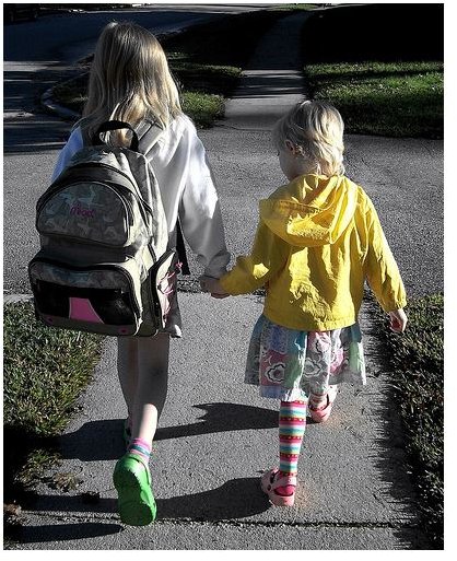 students going to school