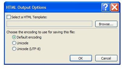 Figure 3 - HTML Output Options in Access 2007