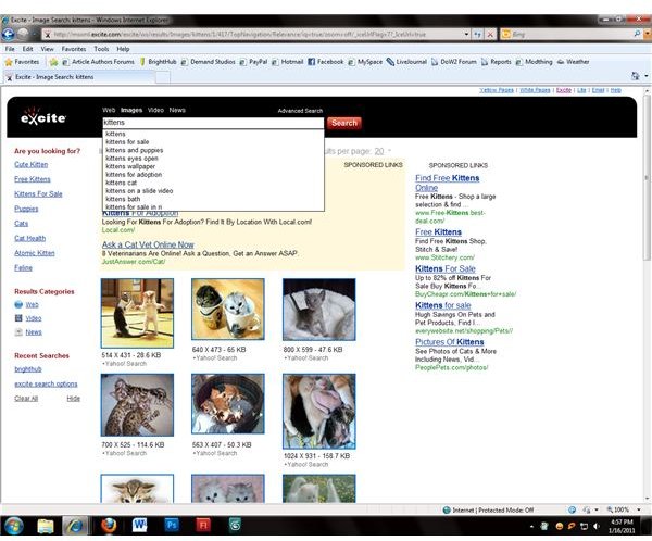 Excite also offers searches for news items as well as images and video.