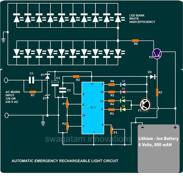 for pin diagram 7 plug Build Emergency How LED Light a to Portable Rechargeable