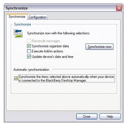 Blackberry Auto Sync