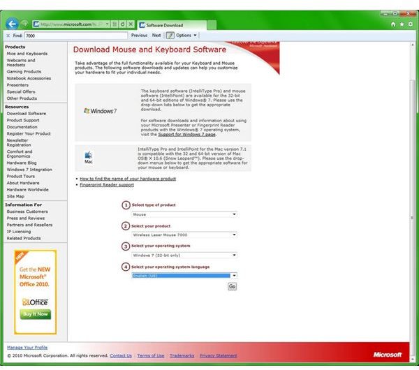 Microsoft Wireless Mouse 7000 Drivers