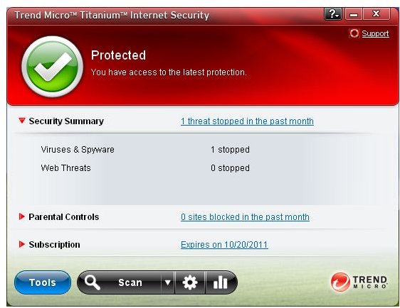 Trend Micro Titanium Internet Security features a simple user interface
