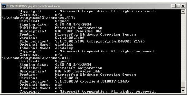 SigCheck Extended Output