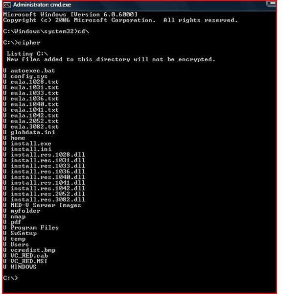 Cipher Command shows Encrypted vs. Unencrypted