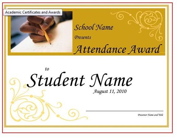 Award Certificate Student Attendence