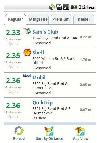 gasbuddy gas station listing