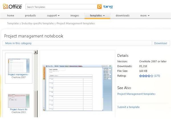 onenote project management template