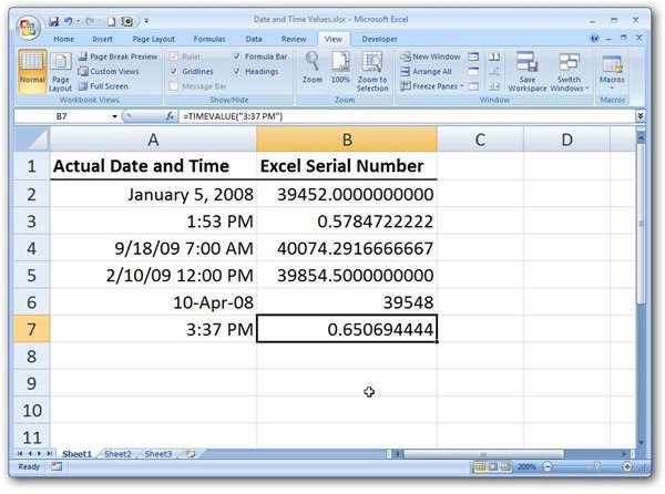 Example of TIMEVALUE Usage