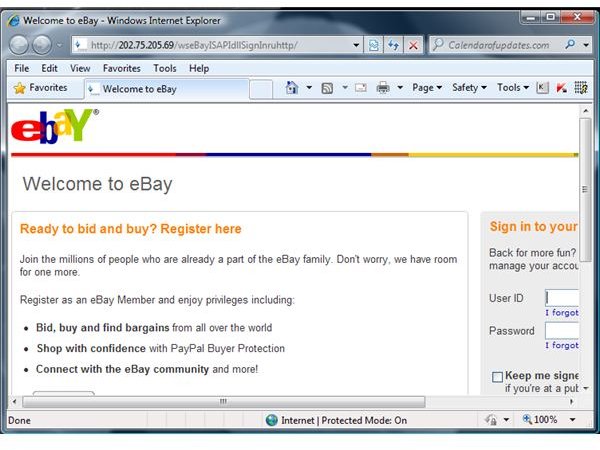 KIS failed to block fake eBay site