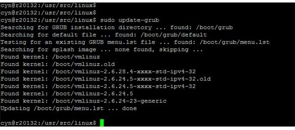 The update-grub command